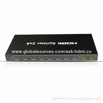 2x8 8-port HDMI Audio/Video Splitter, V1.3 1080P, Suitable for HDTV, DVD and Projector